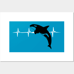 Funny Orca Heartbeat Design Killer Whale Posters and Art